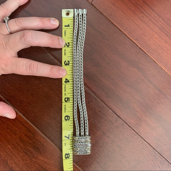 Silver Gold Tone Multiple Strand Bracelet with Magnetic Clasp - Picture 5 of 6